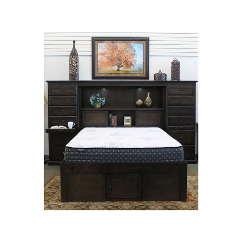 Mission Mid Wall with Panel Headboard and Side Piers with 6 Drawers (Bed Sold Separate)