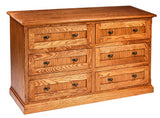 Forest Designs Mission Oak 6 Drawer Dresser (60W x 32H x 18D)
