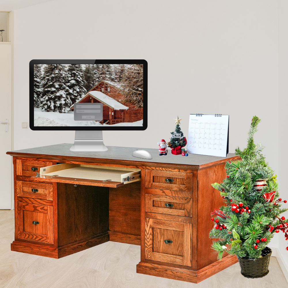 Forest Designs Mission Alder Writing Desk w/Double Pedestal (66W x 30H x 24D) (Gift Idea!)