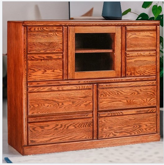 Forest Designs Bullnose Oak Dresser w/Glass Door (48W x 41H x 18D)