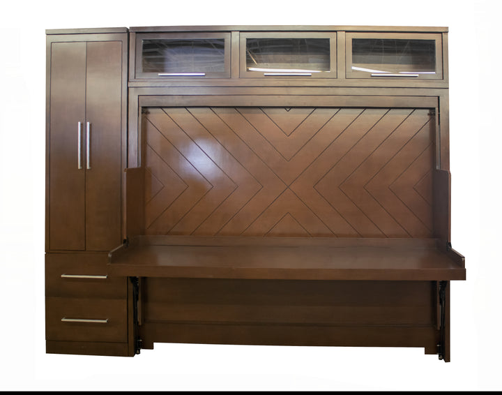 Hidden Murphy Desk Bed with Side Pier and Hutch