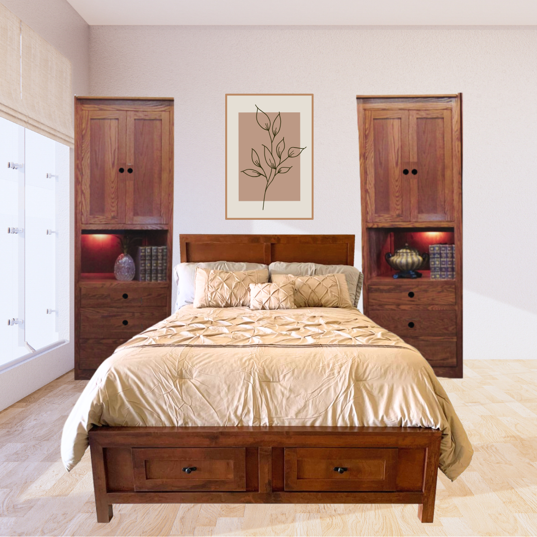 Storage Bed and Nightstand Side Pier Set