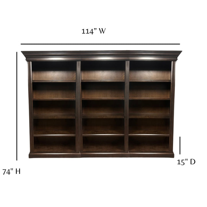 Forest Designs Crown Bookcase Wall (114" W x 74" H x 15" D)