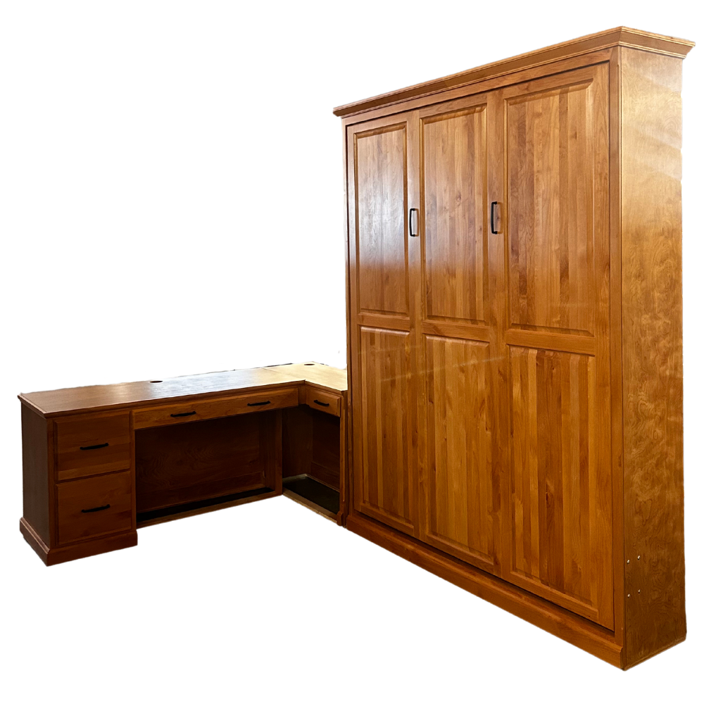 Traditional Vertical Murphy Wall Bed with Desk and Return