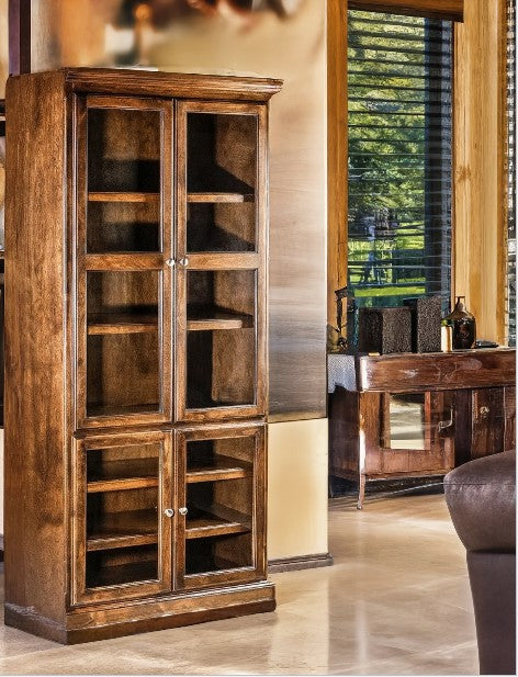 Traditional Bookcase w/Glass Doors (36W x 18D x Height of Choice)