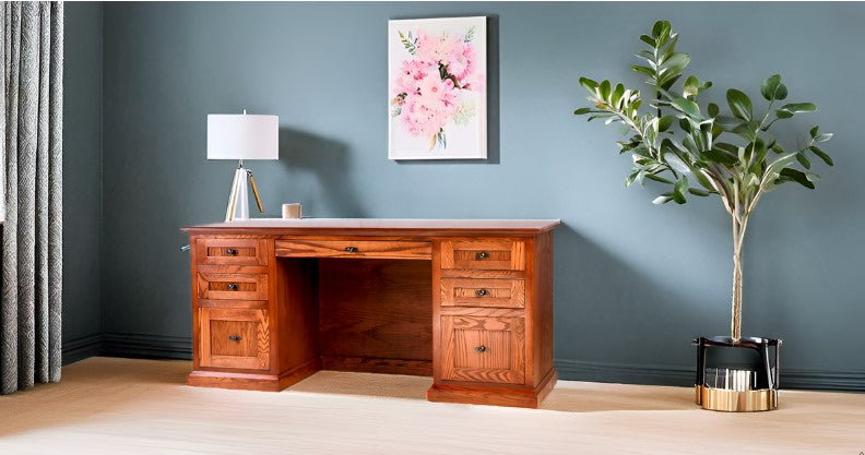 Forest Designs Mission Double Pedestal Desk (66W x 30H x 24D)