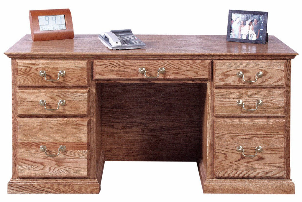Forest Designs Mission Oak Executive Double Pedestal Desk (60W x 30H x 28D)