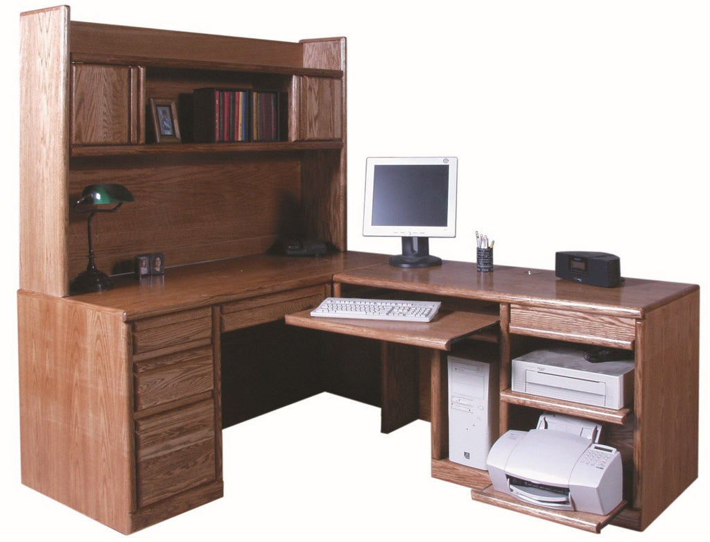 Forest Designs Bullnose Desk + Return & Hutch (82"L x 66"W x 72"H)