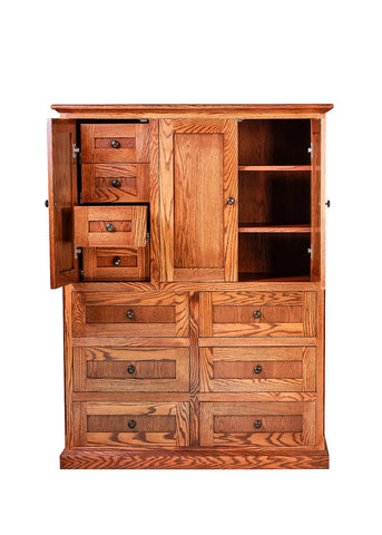 Forest Designs Mission Ten Drawer Armoire: 46W X 60H X 18D (Four Hidden Drawers)