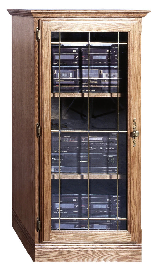 Forest Designs Traditional Oak Audio Tower w/Plain Glass Door 25W x 45H x 18D