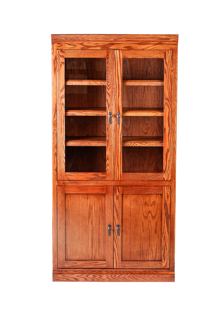 Forest Designs Mission Bookcase w/ Upper Glass and Bottom Wood Doors  (36W x 18D x Height of Choice)