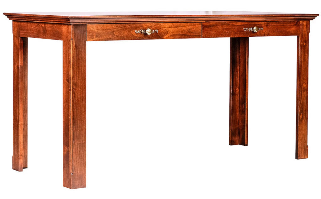 Forest Designs Traditional Alder Writing Table w/Drawers: 60W x 30H x 24D (Wood Knobs)