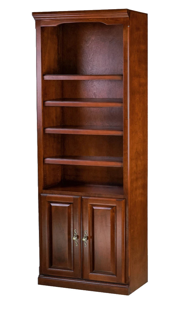 Traditional Bookcase w/Lower Doors 30W x 13D x Height of Choice