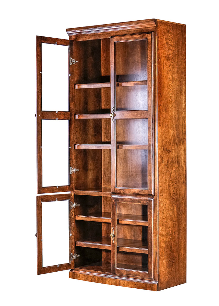 Traditional Bookcase w/Glass Doors (36W x 18D x Height of Choice)