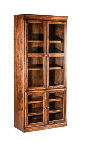 Forest Designs Traditional Alder Bookcase w/ Full Glass Doors (36W X 18D x Height of Choice)